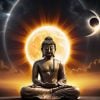 Buddha in front of eclipsed sun