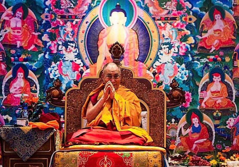 His Holiness the Dalai Lama teaching.