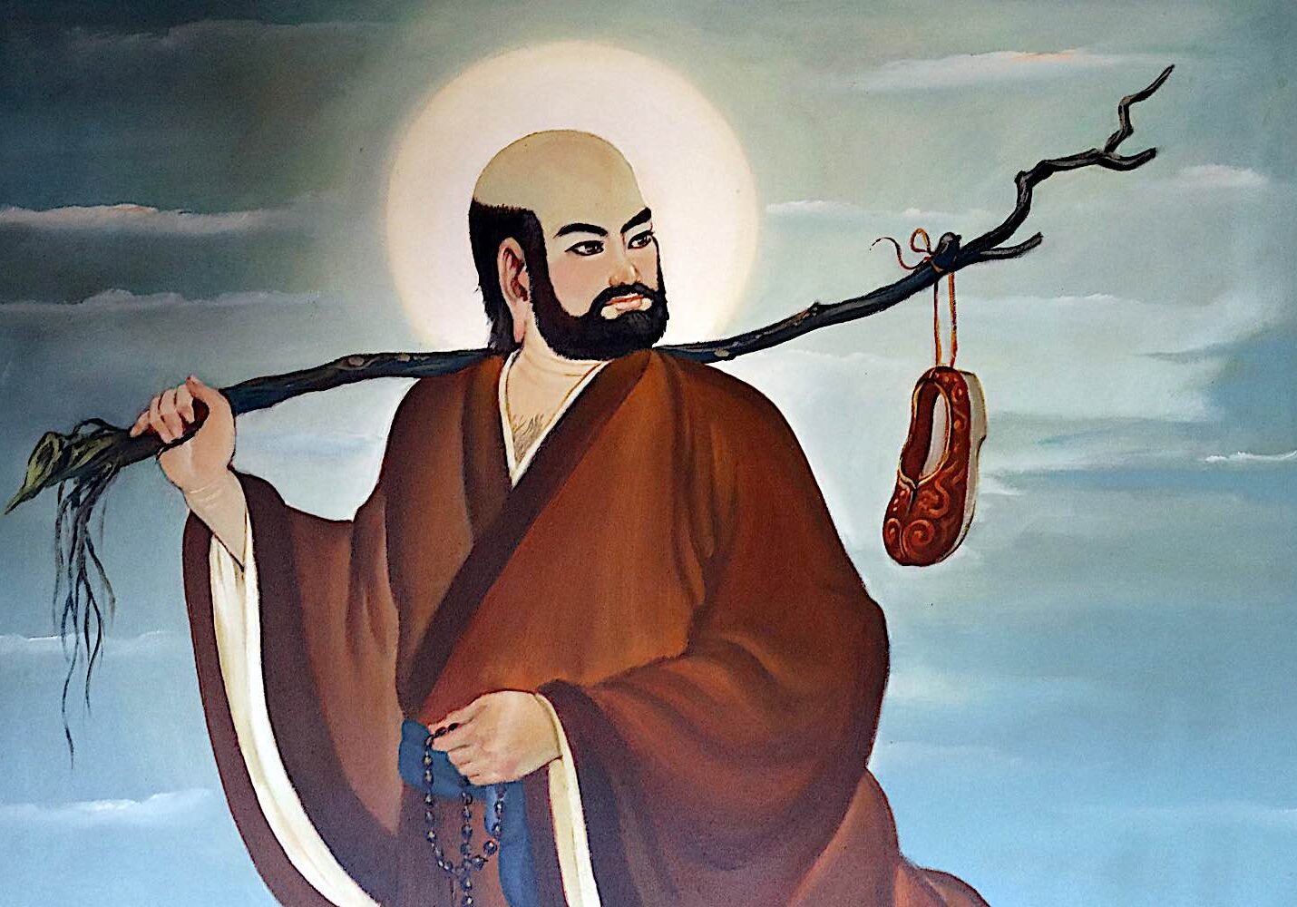 The great monk Bodhidharma brough Chan Zen teachings to China from India and influenced the Shaolin Temple and martial arts.