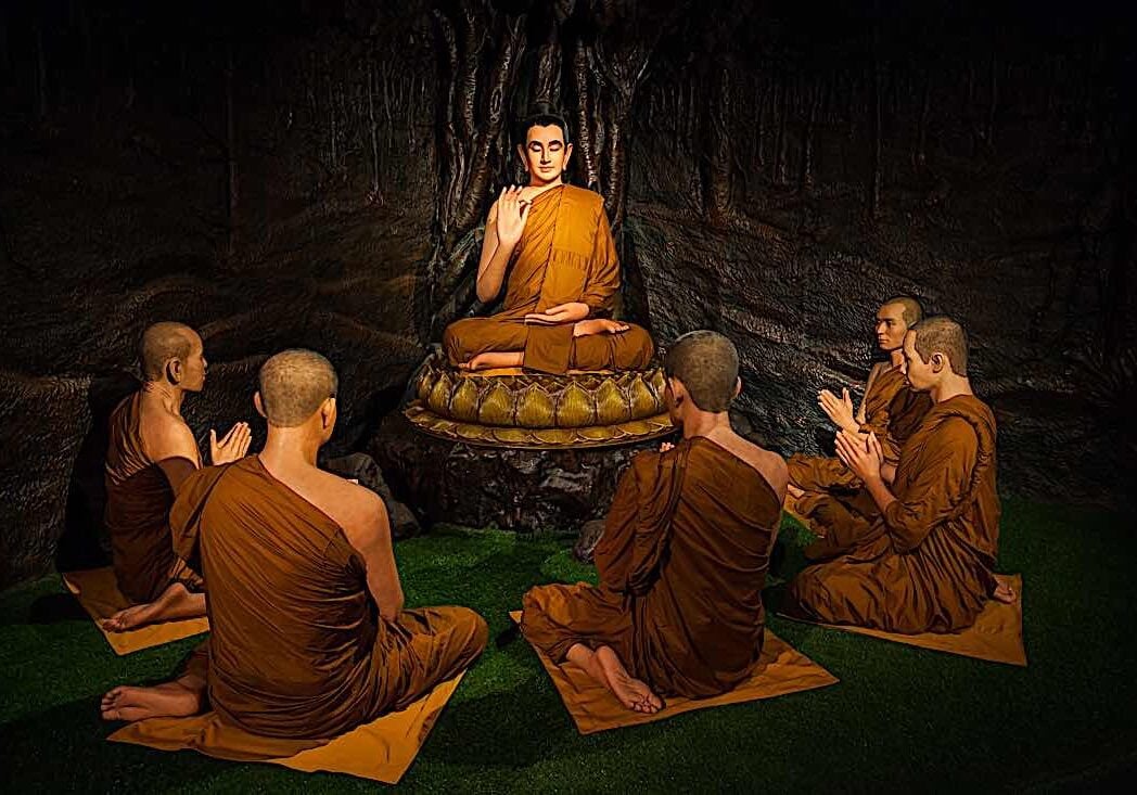 The Buddha teaching — his first teaching was on the Four Noble Truths.