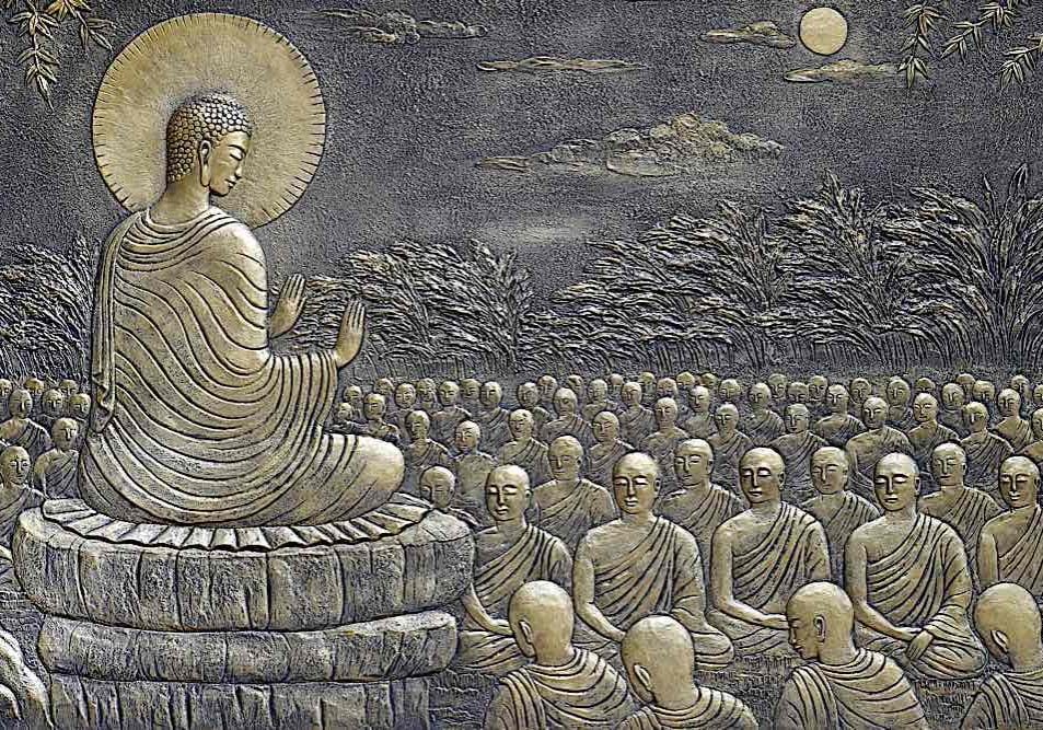 Buddha teaching disciples (relief).