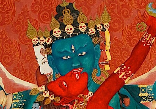 Heruka Chakrasamvara and Vajrayogini, the Highest Yoga Tantra meditational deities. Artwork by Laura Santi