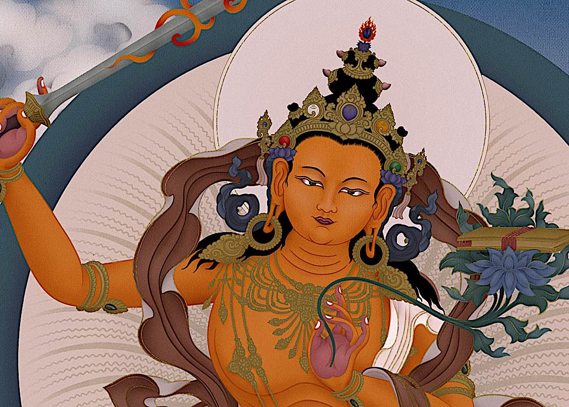 Buddha Weekly Feature image Manjushri by Ben Christian magnificent tangkha Buddhism