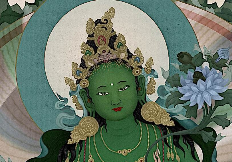 The face of the glorious Buddha Tara in her Green Chittamani form by Ben Christian (Jampay Dorje)