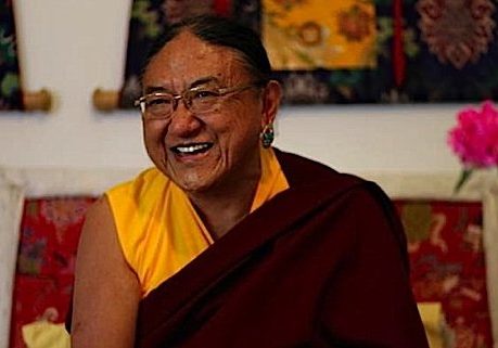 His Holiness Sakya Trizin enjoys a good laugh.