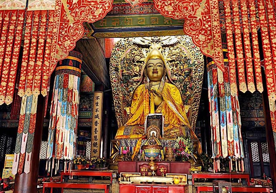 Lama Tsongkhapa altar at a monastery.