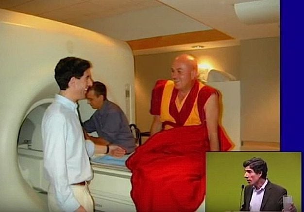 Matthieu Ricard is still smiling after a grueling, claustrophobic meditation session in an MRI. He is a monk participant in an extensive study on compassion's effect on happiness and health. 