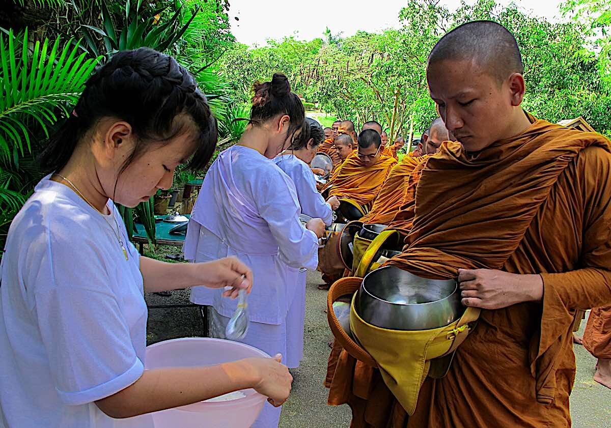 Offering food to the monastic Buddhist Sangha are among the most virtuous of offerings. 