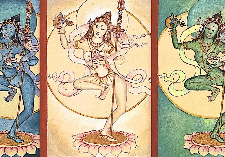 Three of the Five Wisdom Daknis, art by Laura Santi. (See detailed art below for each of the Five Dakinis in the detailed section. Laura Santi's art can be found at Laura Santi Sacred Art on Etsy>>