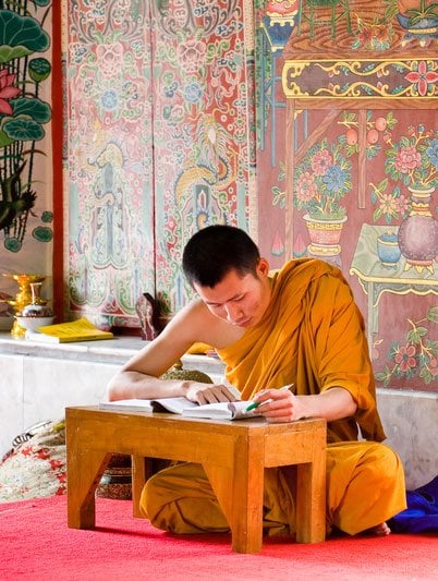 buddhist-monk-writing