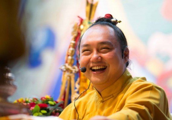 Namdrol Rinpoche teaching. Rinpoche is known for his approachable and down-to-earth style.