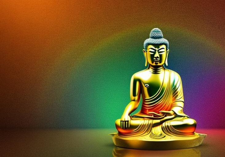 A rainbow of colors Buddha — an AI interpretation of colors in Buddhism.