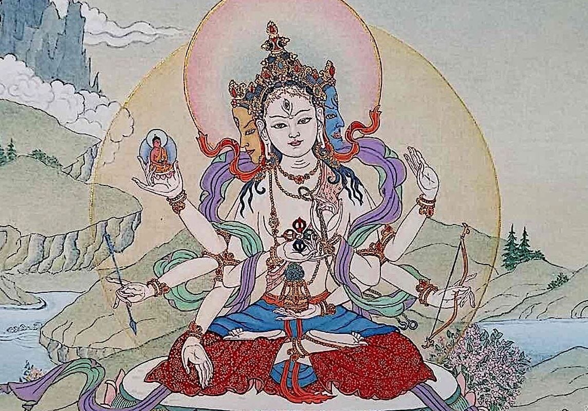 Ushnisha Vijaya Namgyalma is more than a long life Goddess. She is one of the Three Supremes in some of Marpa the Translators key practices. Beautiful painting by Angeli Lhadripa Shkonda.